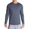 Gaiam Mens Breathe Ease Long Sleeve Crewneck Top, Standard Fit, Stretch Heavyweight Material(Cool Grey Heather)