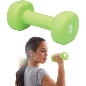 Gaiam Dumbbell Hand Weight (Sold in Singles) – Neoprene Coated Exercise & Fitness Dumbbell for Home Gym Workouts and Strength Training – Free Weights for Women and Men (8lb, Green)