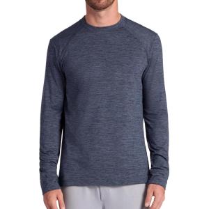 Gaiam Mens Bliss Balance Long Sleeve Crewneck Top, Standard Fit, Stretch Midweight Material(Cool Grey Heather)