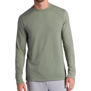 Gaiam Mens Bliss Balance Long Sleeve Crewneck Top, Standard Fit, Stretch Midweight Material(Sea Spray)