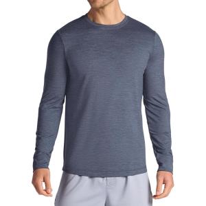 Gaiam Mens Breathe Ease Long Sleeve Crewneck Top, Standard Fit, Stretch Heavyweight Material(Cool Grey Heather)