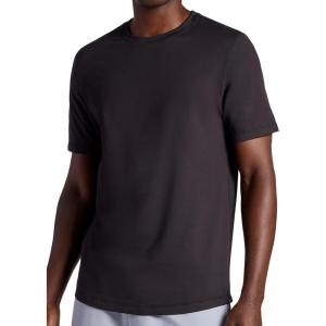 Gaiam Mens Breathe Ease Short Sleeve Crewneck Top, Standard Fit, Stretch Heavyweight Performance Material(Black)