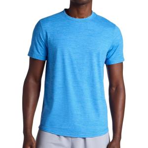 Gaiam Mens Breathe Ease Short Sleeve Crewneck Top, Standard Fit, Stretch Heavyweight Performance Material(Campanula Heather)