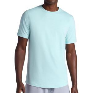 Gaiam Mens Breathe Ease Short Sleeve Crewneck Top, Standard Fit, Stretch Heavyweight Performance Material(Pastel Turquoise Heather)