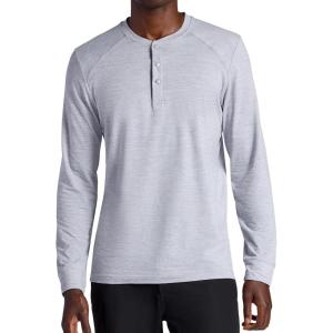 Gaiam Mens Commuter Long Sleeve Henley Shirt, Standard Fit, Stretch Midweight Material(Sleet Heather)