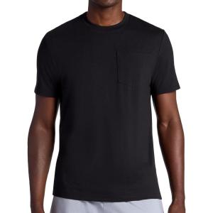 Gaiam Mens Stretch Tech T-Shirt with Pocket, Standard Fit, Stretch Midweight Material(Black)