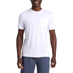 Gaiam Mens Stretch Tech T-Shirt with Pocket, Standard Fit, Stretch Midweight Material(Stark White)