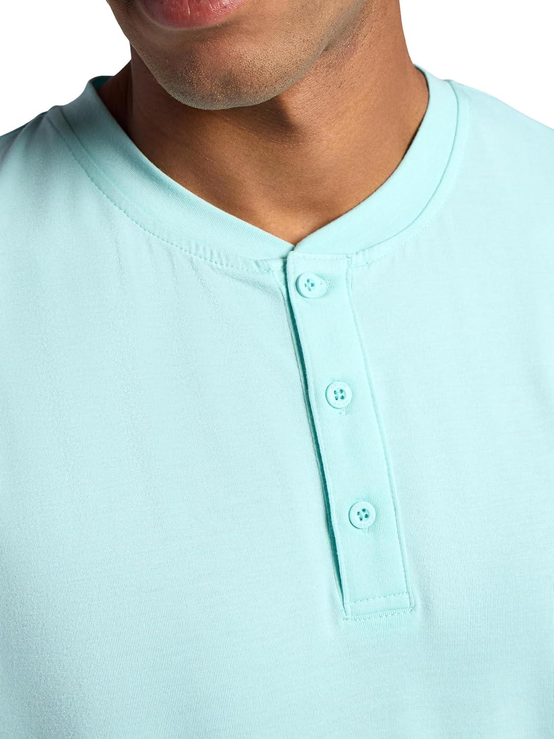 imageGaiam Mens Bliss Balance Short Sleeve Henley TopPastel Turq