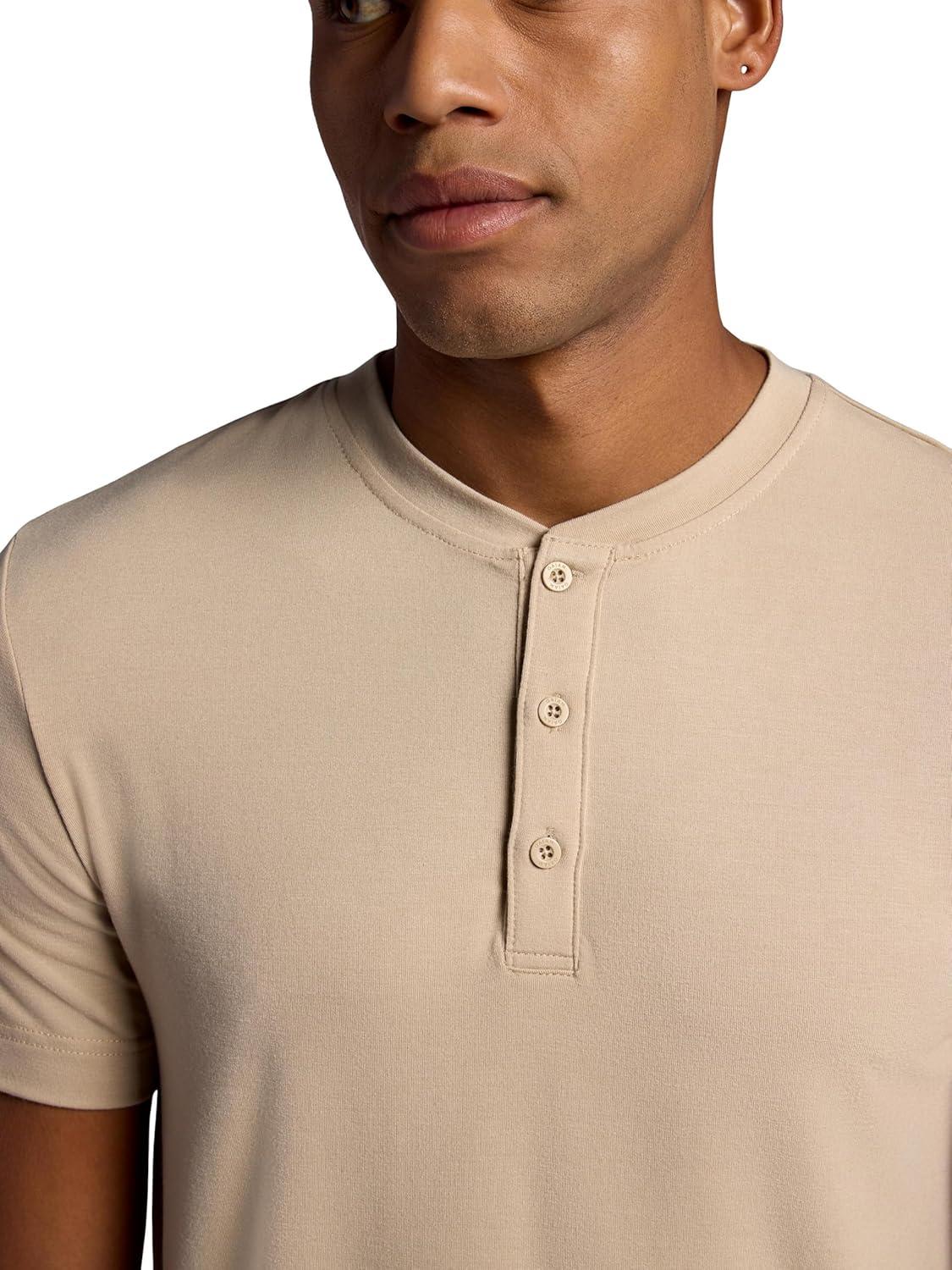 imageGaiam Mens Bliss Balance Short Sleeve Henley TopWhite Pepper