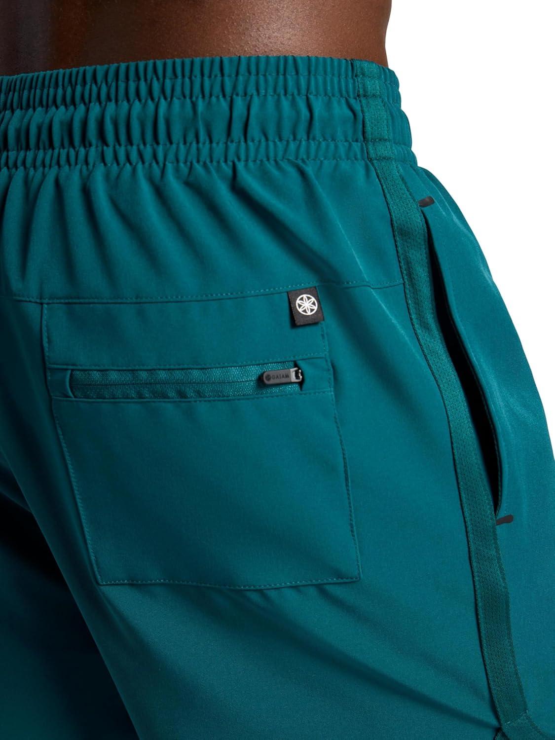 imageGaiam Mens Lunge 5 Short Standard Fit Stretch Lightweight Material MoistureWickingDeep Teal