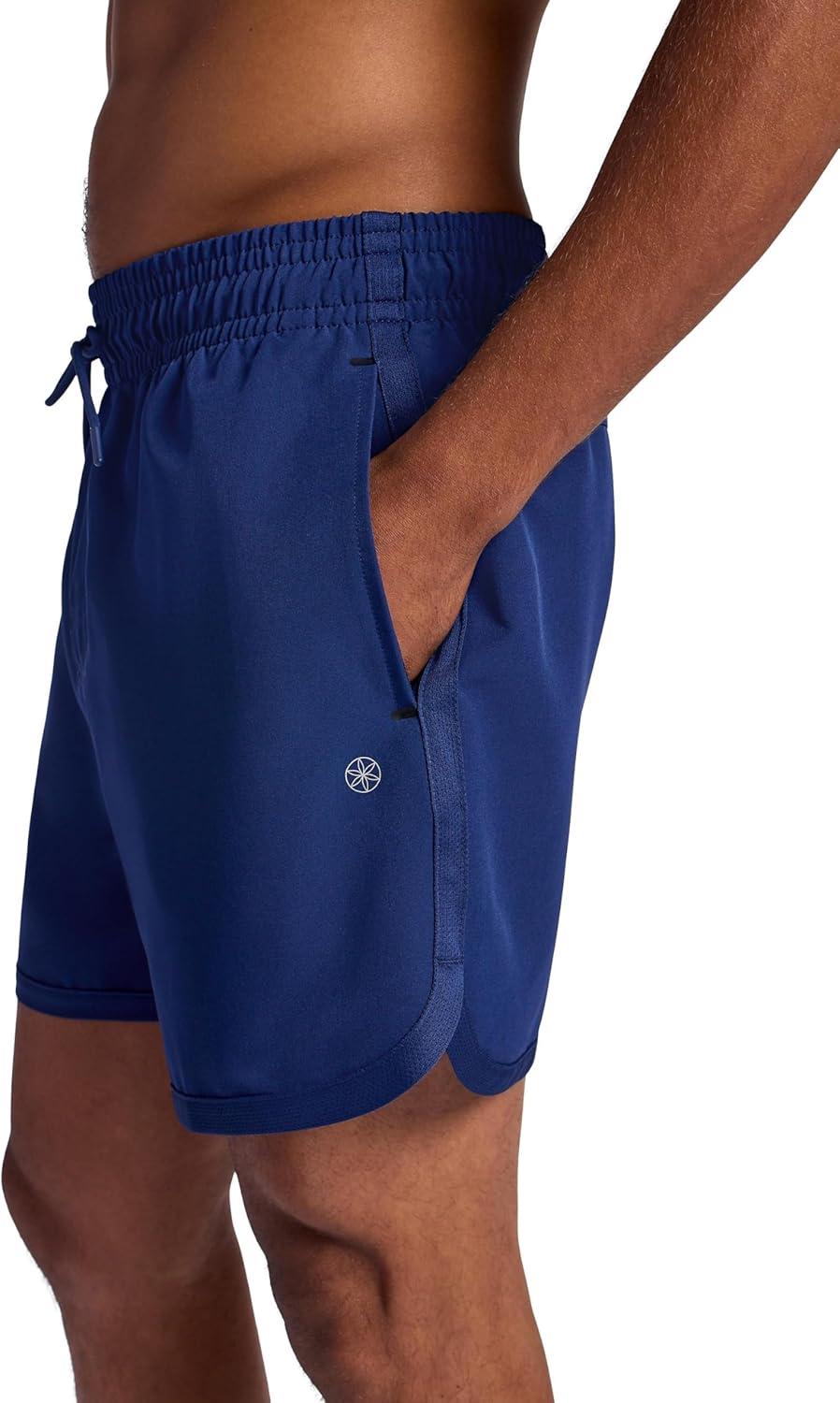 imageGaiam Mens Lunge 5 Short Standard Fit Stretch Lightweight Material MoistureWickingMedieval Blue