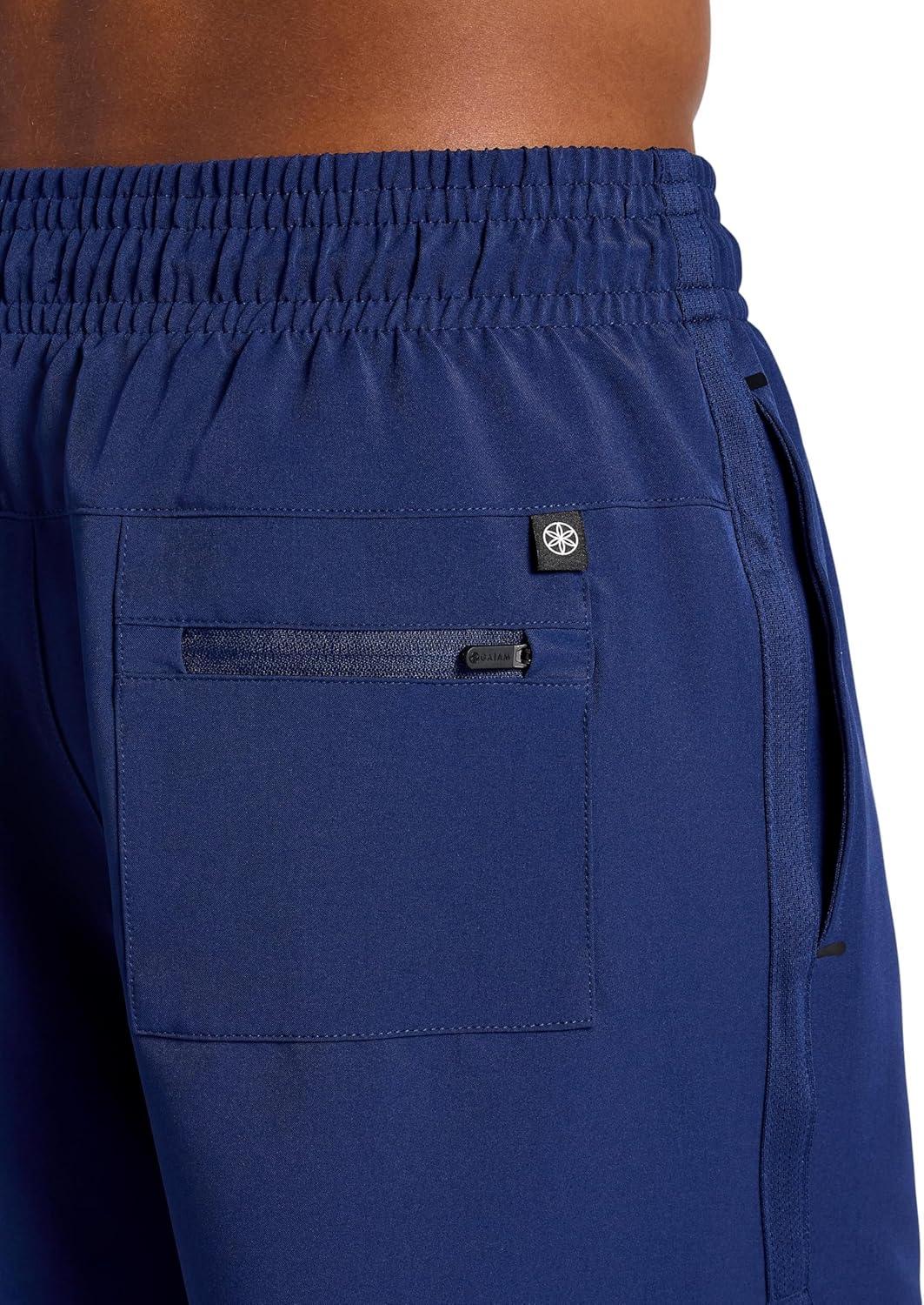 imageGaiam Mens Lunge 5 Short Standard Fit Stretch Lightweight Material MoistureWickingMedieval Blue
