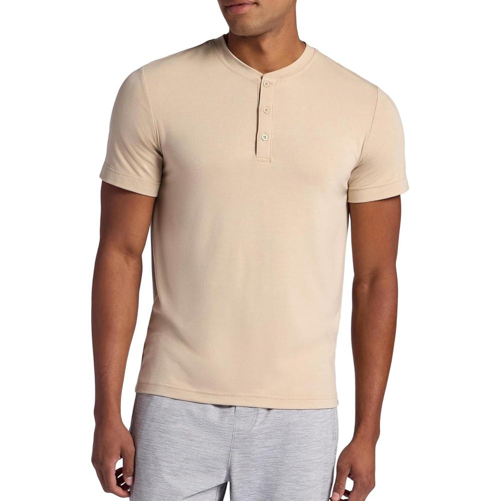 imageGaiam Mens Bliss Balance Short Sleeve Henley TopWhite Pepper