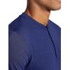 Gaiam Mens Bliss Balance Short Sleeve Henley Top(Medieval Blue)