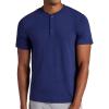 Gaiam Mens Bliss Balance Short Sleeve Henley Top(Medieval Blue)