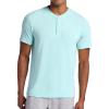 Gaiam Mens Bliss Balance Short Sleeve Henley Top(Pastel Turq)