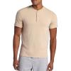 Gaiam Mens Bliss Balance Short Sleeve Henley Top(White Pepper)