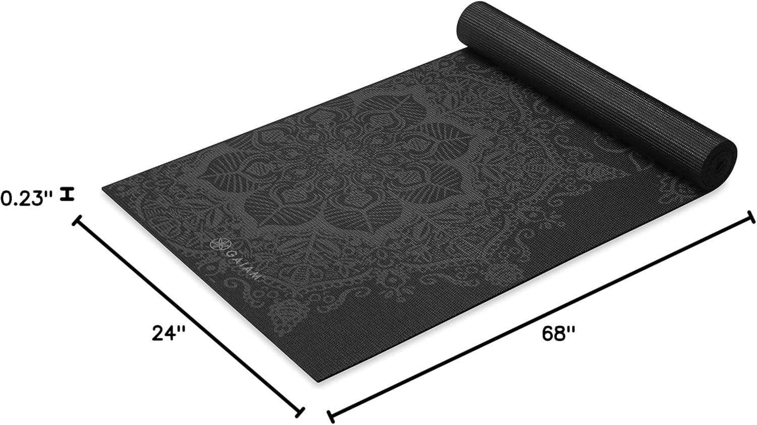 imageGaiam Yoga Mat Premium 6mm Print Extra Thick Non Slip Exercise amp Fitness Mat for All Types of Yoga Pilates amp Floor Workouts 68L x 24W x 6mm ThickMidnight Mandala