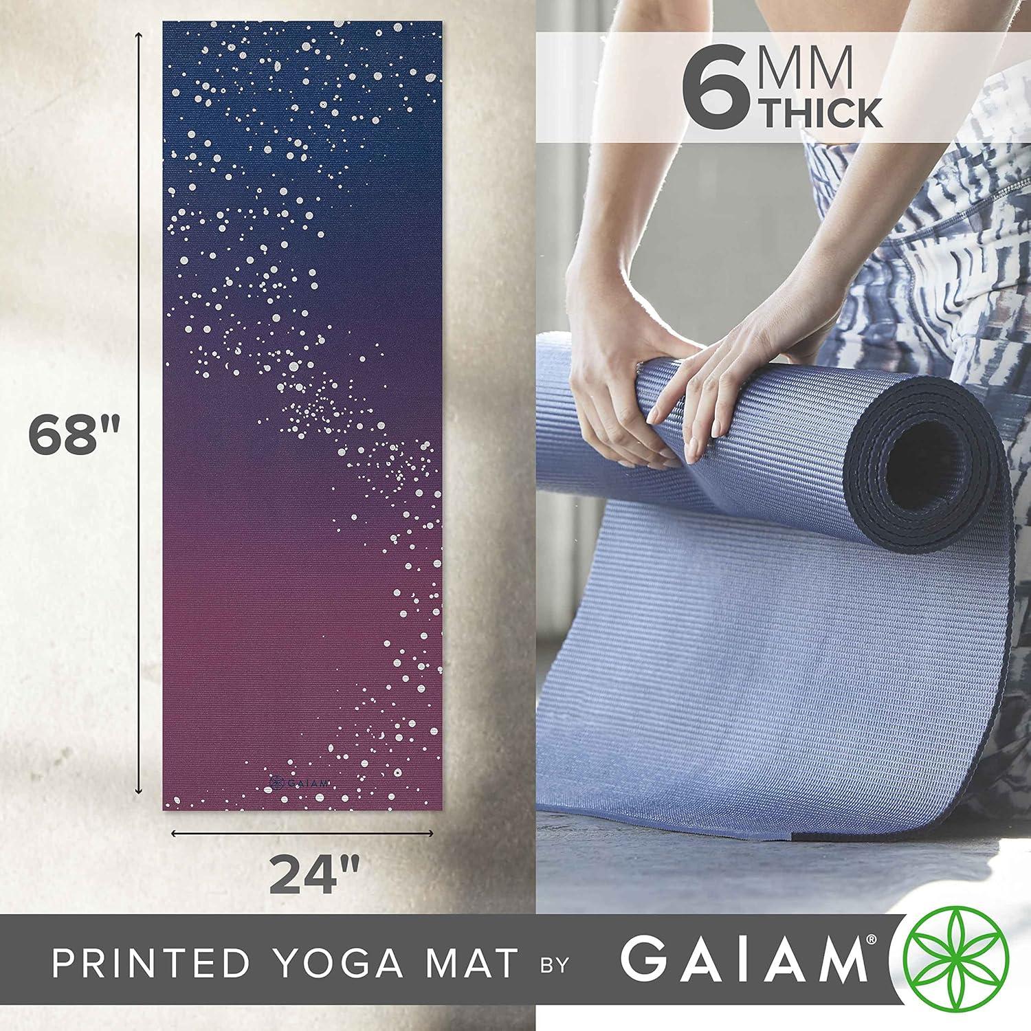imageGaiam Yoga Mat Premium 6mm Print Extra Thick Non Slip Exercise amp Fitness Mat for All Types of Yoga Pilates amp Floor Workouts 68L x 24W x 6mm ThickSublime Sky