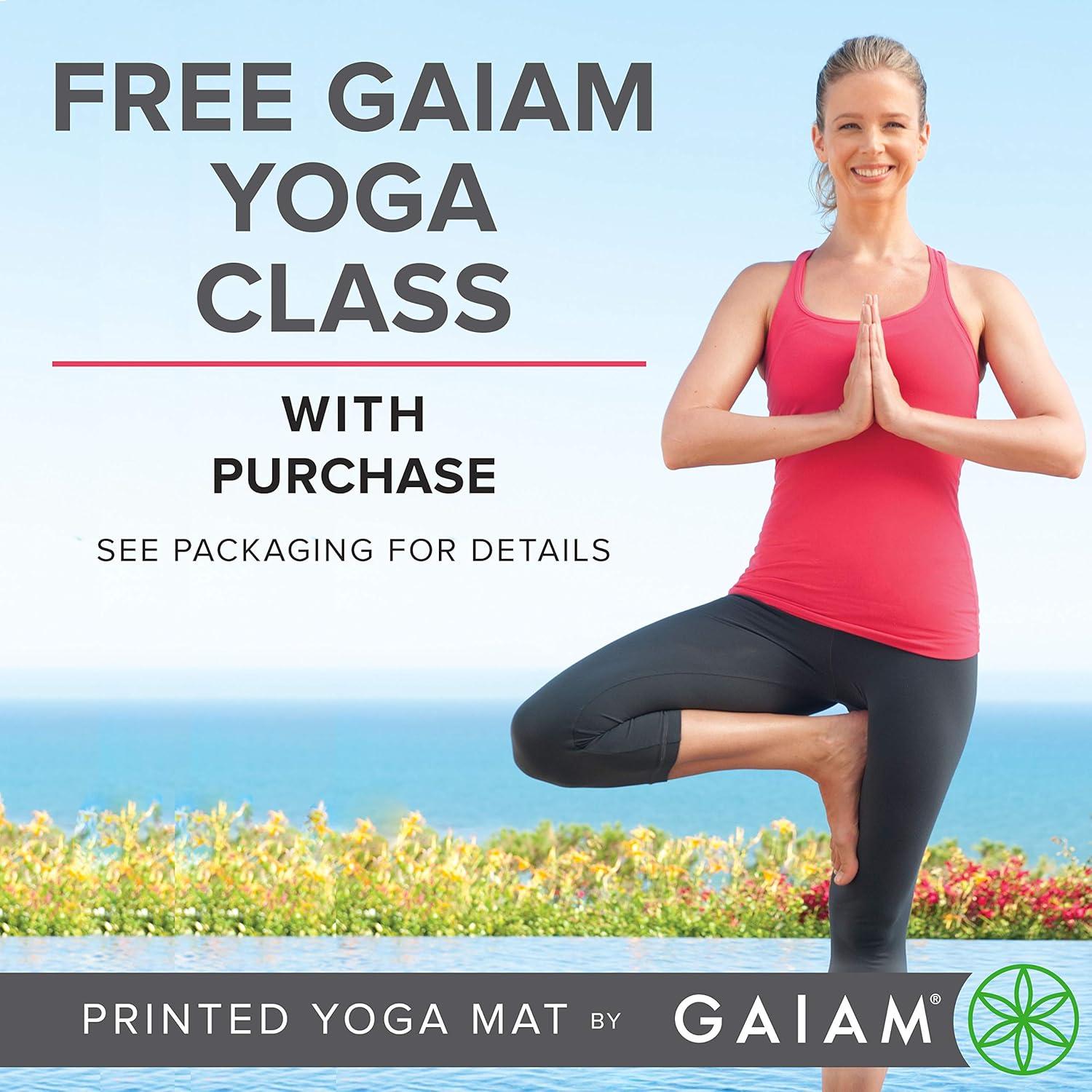 imageGaiam Yoga Mat Premium 6mm Print Extra Thick Non Slip Exercise amp Fitness Mat for All Types of Yoga Pilates amp Floor Workouts 68L x 24W x 6mm ThickMetallic
