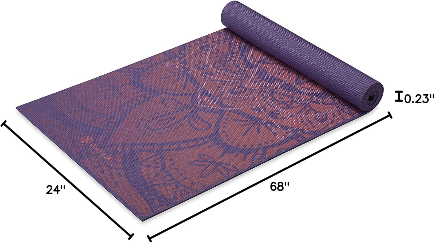 imageGaiam Yoga Mat  Premium 6mm Print Extra Thick Non Slip Exercise amp Fitness Mat for All Types of Yoga Pilates amp Floor Workouts 68L x 24W x 6mm ThickAthenian Rose