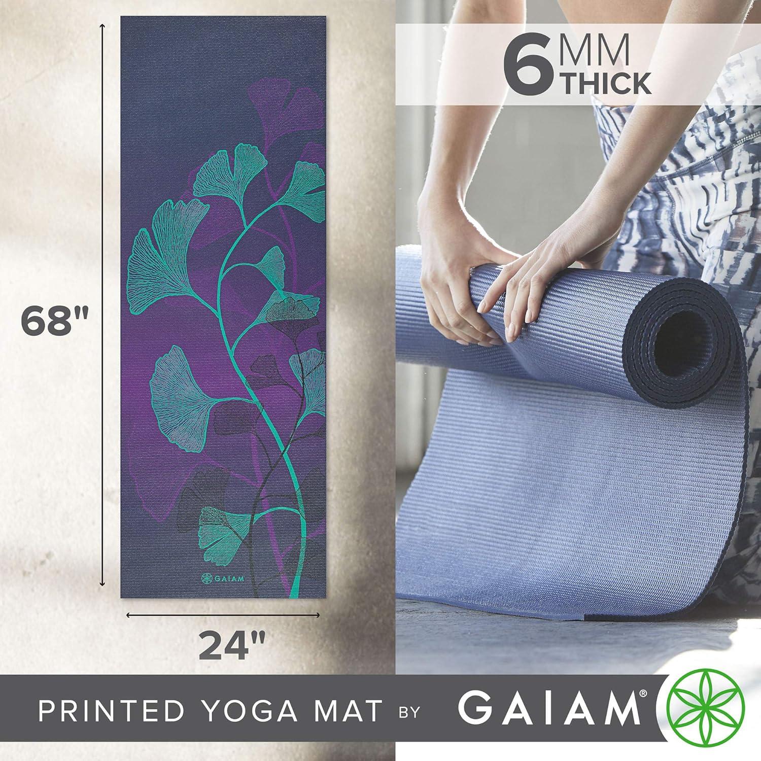 imageGaiam Yoga Mat Premium 6mm Print Extra Thick Non Slip Exercise amp Fitness Mat for All Types of Yoga Pilates amp Floor Workouts 68L x 24W x 6mm ThickLily Shadows