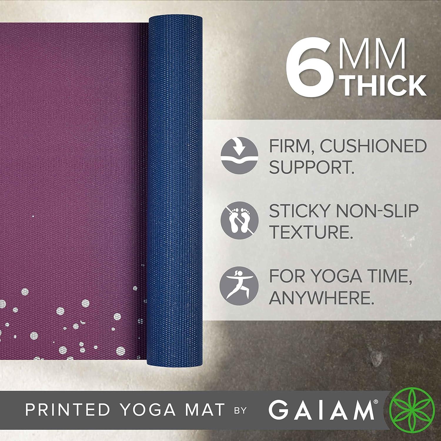 imageGaiam Yoga Mat Premium 6mm Print Extra Thick Non Slip Exercise amp Fitness Mat for All Types of Yoga Pilates amp Floor Workouts 68L x 24W x 6mm ThickSublime Sky