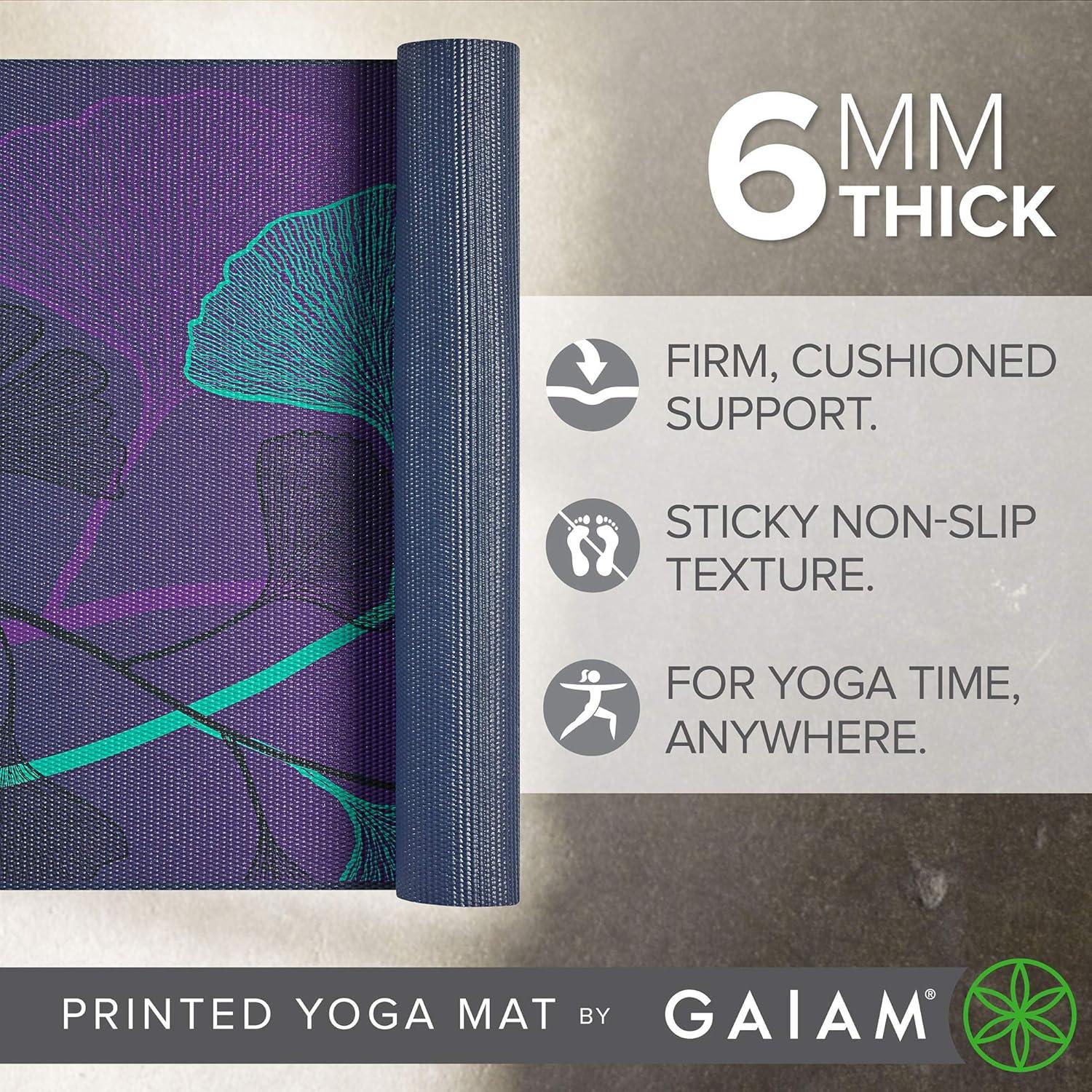 imageGaiam Yoga Mat Premium 6mm Print Extra Thick Non Slip Exercise amp Fitness Mat for All Types of Yoga Pilates amp Floor Workouts 68L x 24W x 6mm ThickLily Shadows