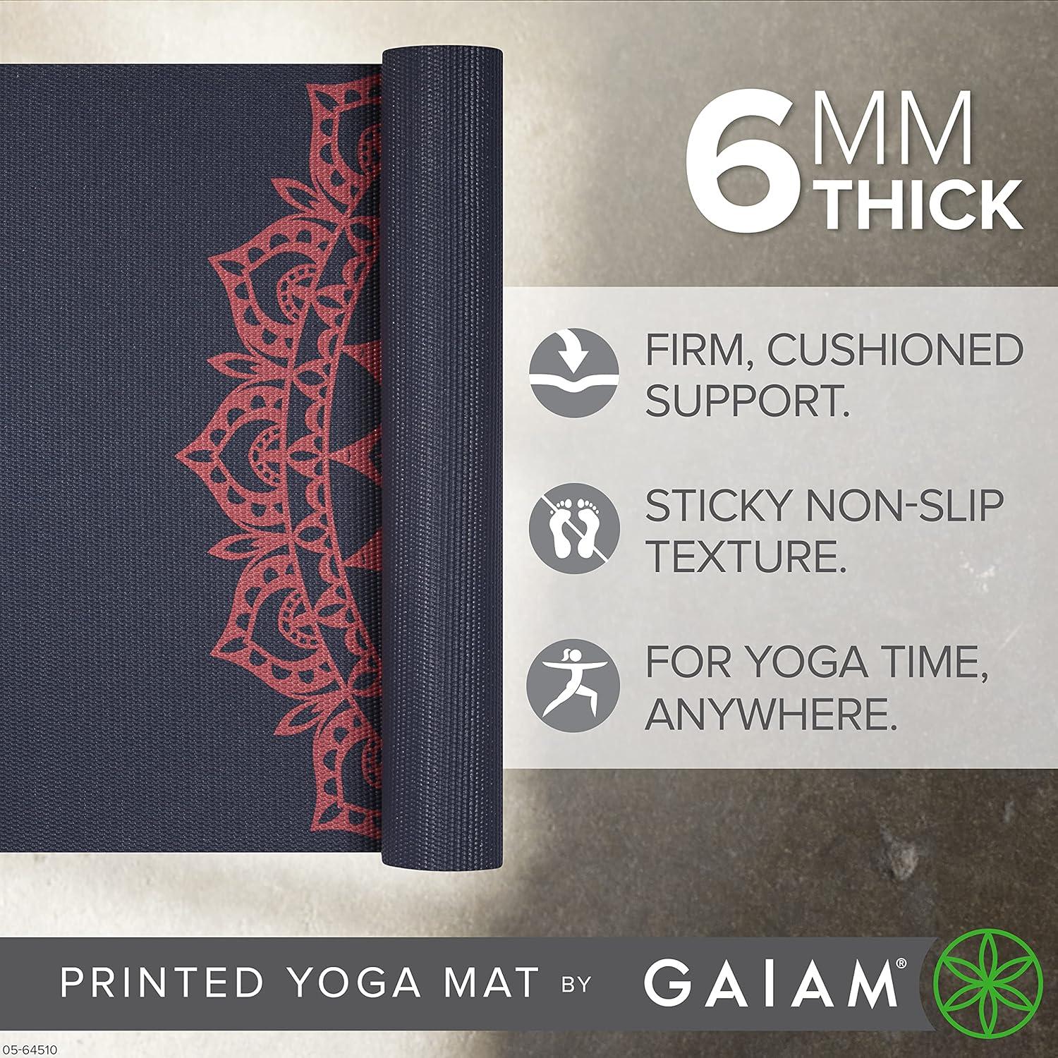 imageGaiam Yoga Mat Premium 6mm Print Extra Thick Non Slip Exercise amp Fitness Mat for All Types of Yoga Pilates amp Floor Workouts 68L x 24W x 6mm ThickPink Marrakesh