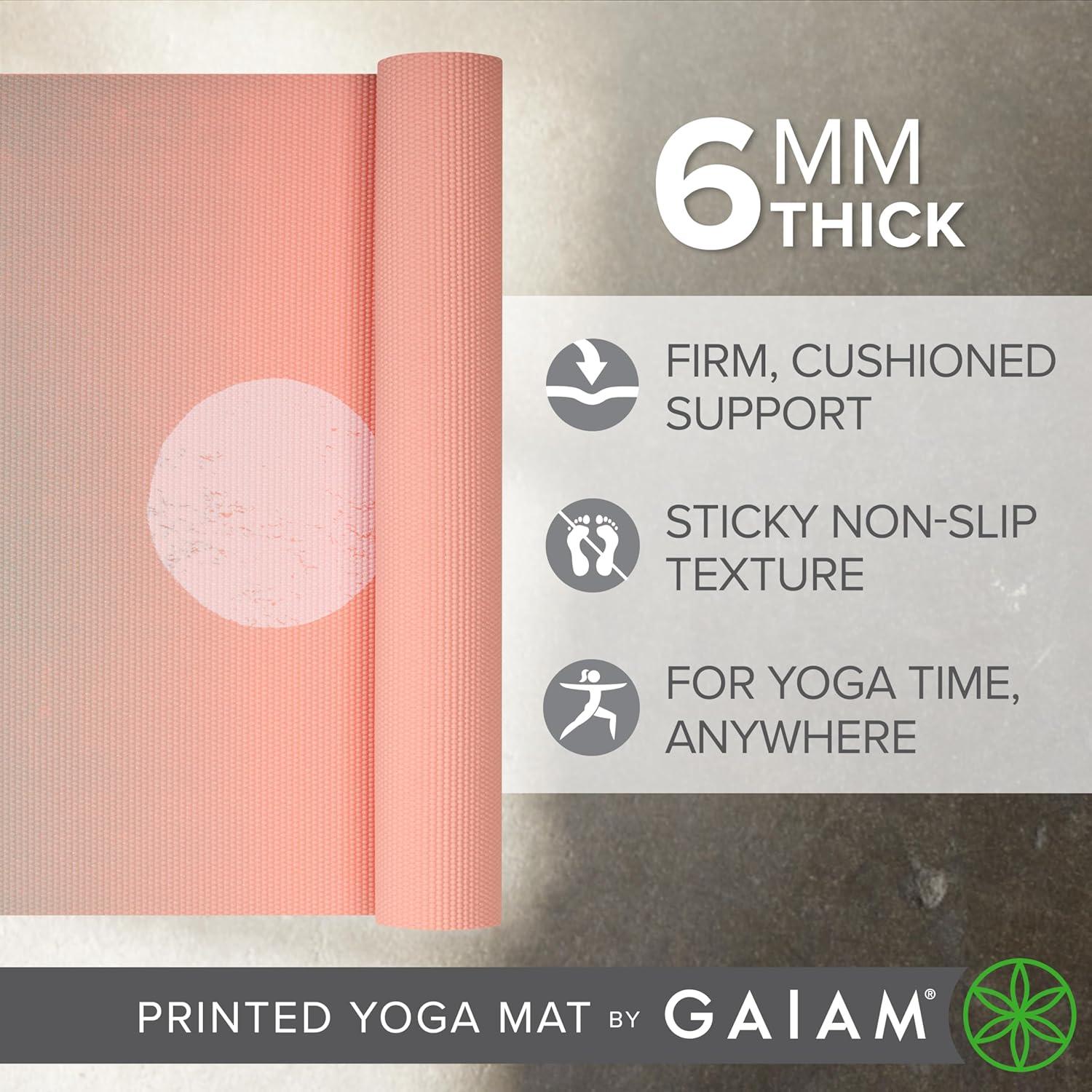 imageGaiam Yoga Mat  Premium 6mm Print Extra Thick Non Slip Exercise amp Fitness Mat for All Types of Yoga Pilates amp Floor Workouts 68L x 24W x 6mm ThickPastel Moon Phases