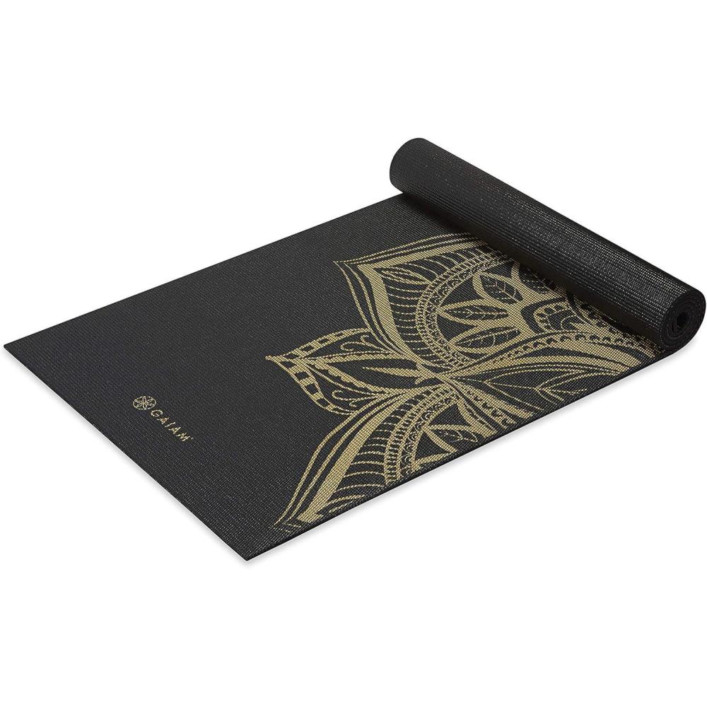 imageGaiam Yoga Mat Premium 6mm Print Extra Thick Non Slip Exercise amp Fitness Mat for All Types of Yoga Pilates amp Floor Workouts 68L x 24W x 6mm ThickMetallic
