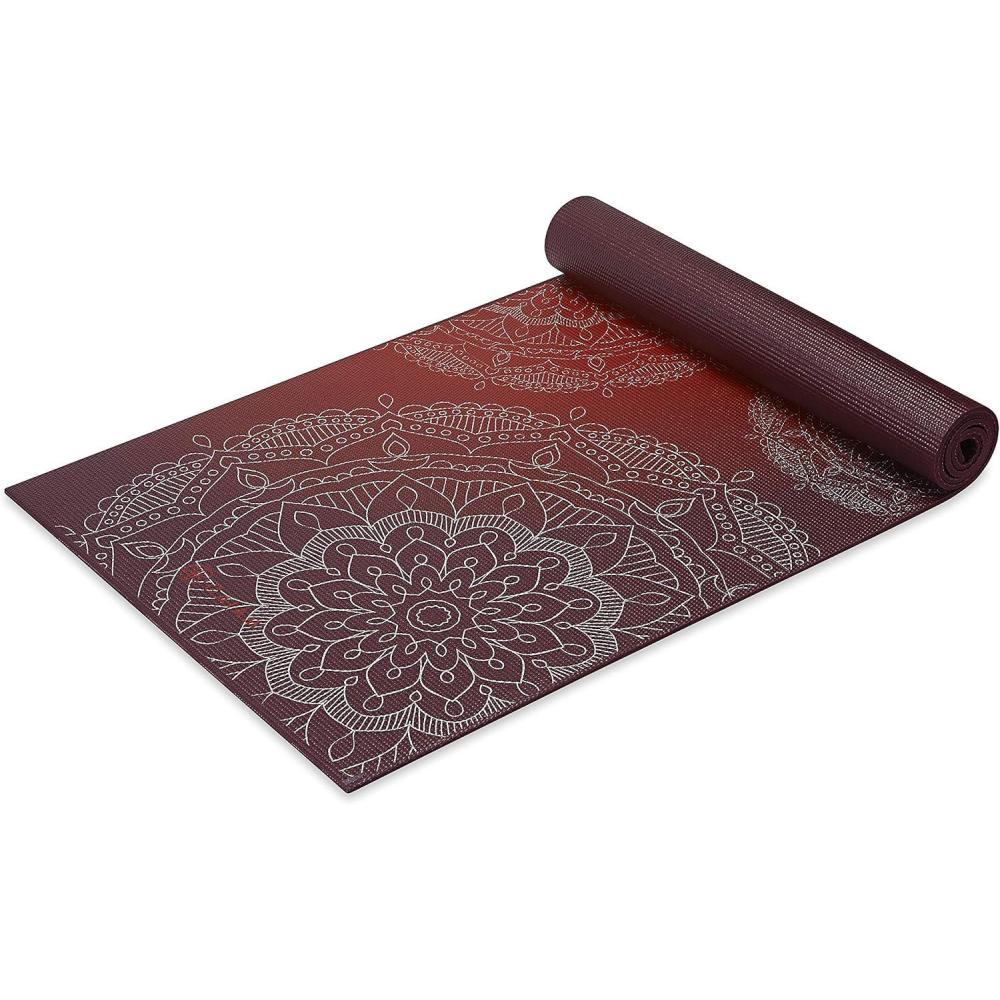 imageGaiam Yoga Mat Premium 6mm Print Extra Thick Non Slip Exercise amp Fitness Mat for All Types of Yoga Pilates amp Floor Workouts 68L x 24W x 6mm ThickMetallic Sunset