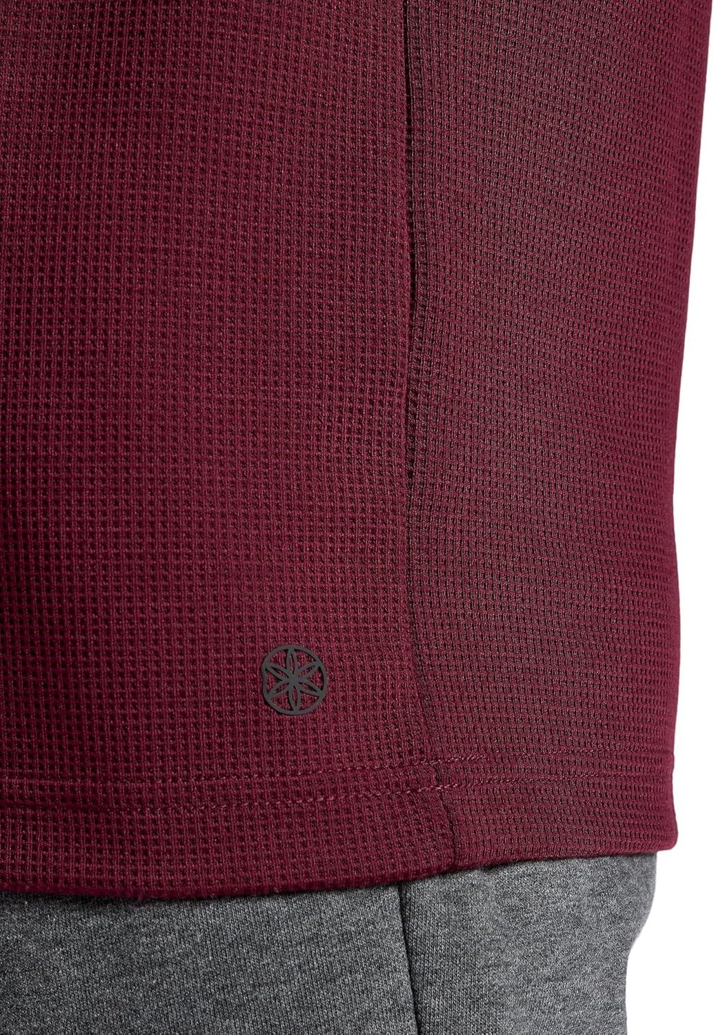 imageGaiam Mens Cozy amp Cool Long Sleeve Crewneck Top Standard Fit Stretch Midweight Micro Waffle Jacquard MaterialPort Royale