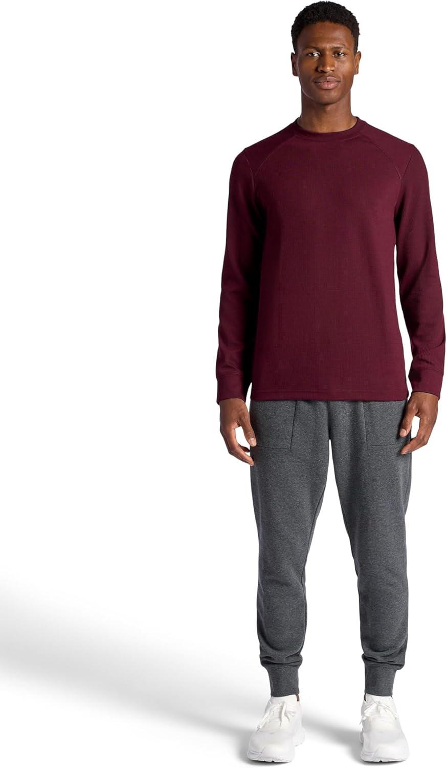 imageGaiam Mens Cozy amp Cool Long Sleeve Crewneck Top Standard Fit Stretch Midweight Micro Waffle Jacquard MaterialPort Royale