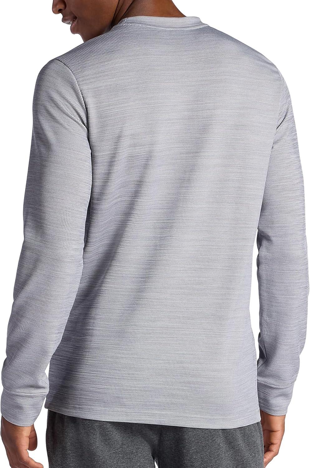 imageGaiam Mens Cozy amp Cool Long Sleeve Crewneck Top Standard Fit Stretch Midweight Micro Waffle Jacquard MaterialSleet Heather