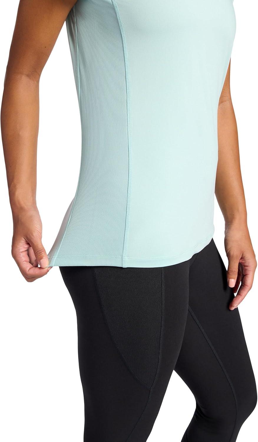 imageGaiam Womens Rib Mix Performance TShirt Slim Fit Stretch Lightweight MaterialBlue Haze