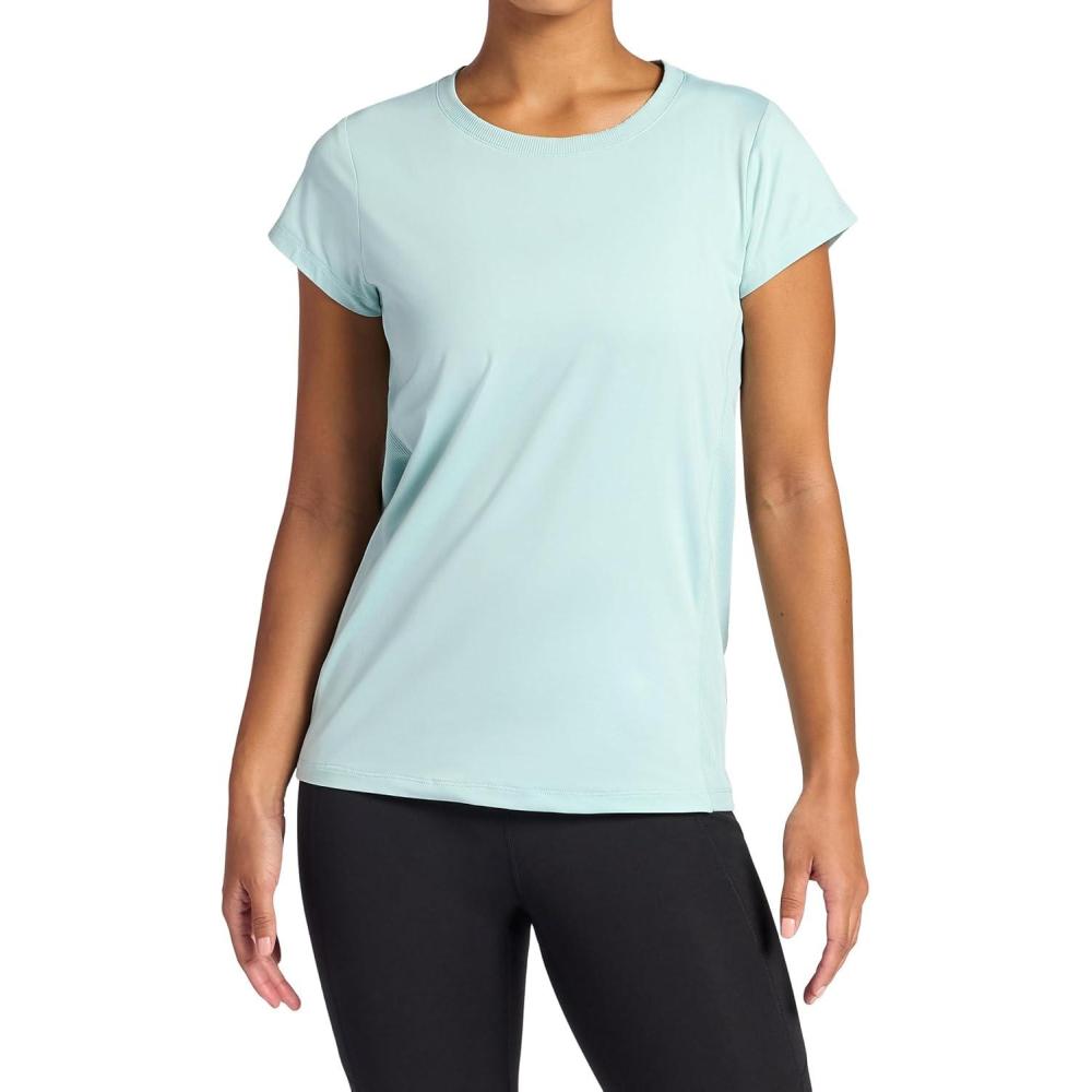 imageGaiam Womens Rib Mix Performance TShirt Slim Fit Stretch Lightweight MaterialBlue Haze