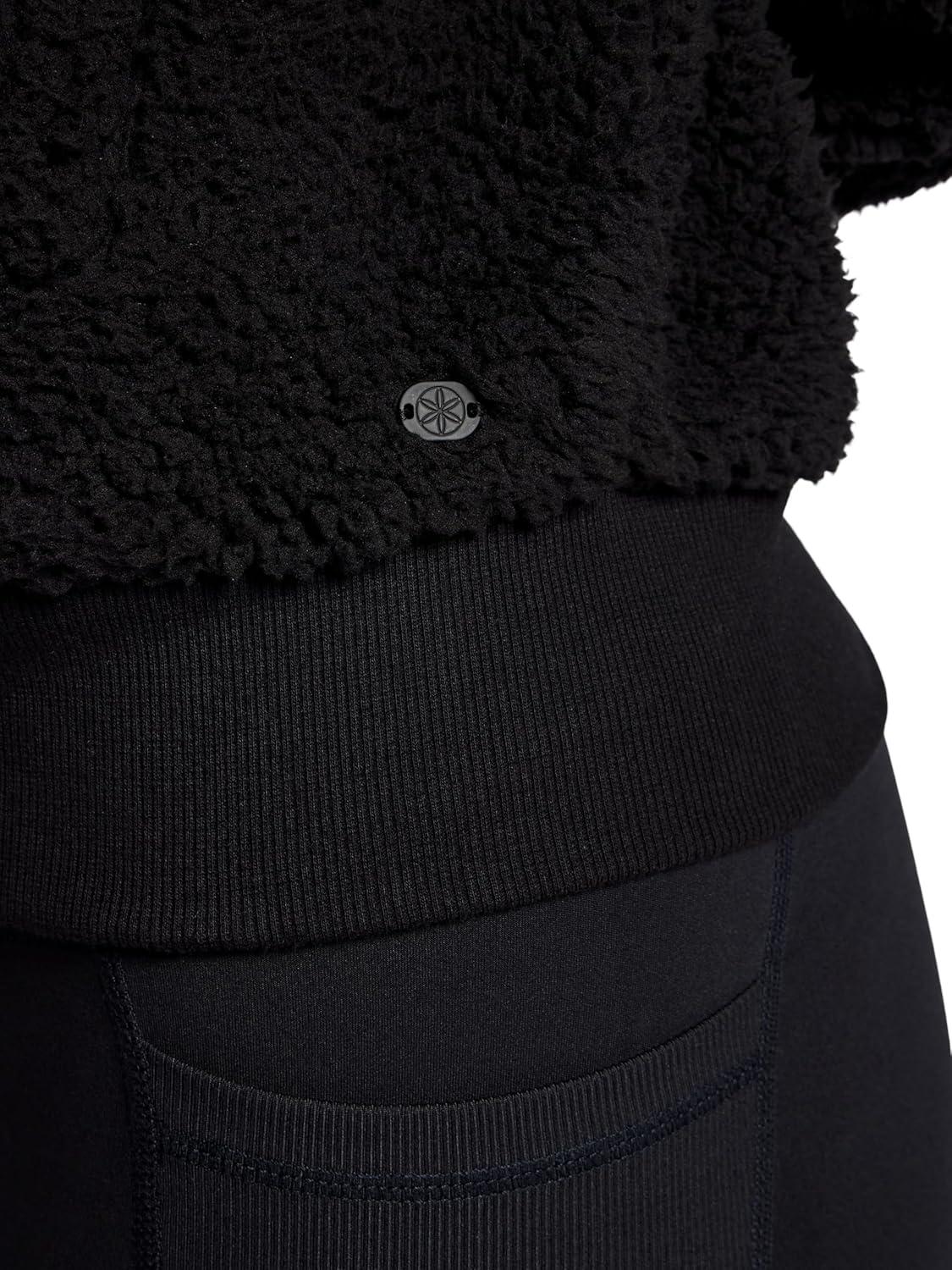 imageGaiam Womens Sherpa Jacket Cropped Fit Stretch Heavyweight MaterialBlack Tap Shoe