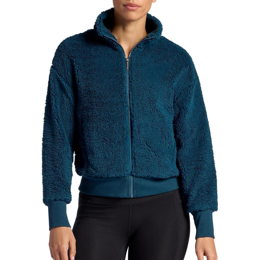 imageGaiam Womens Sherpa Jacket Cropped Fit Stretch Heavyweight MaterialReflecting Pond