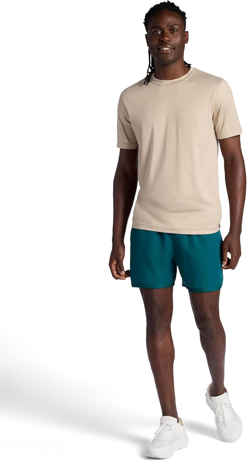 imageGaiam Mens Lunge 5 Short Standard Fit Stretch Lightweight Material MoistureWickingDeep Teal