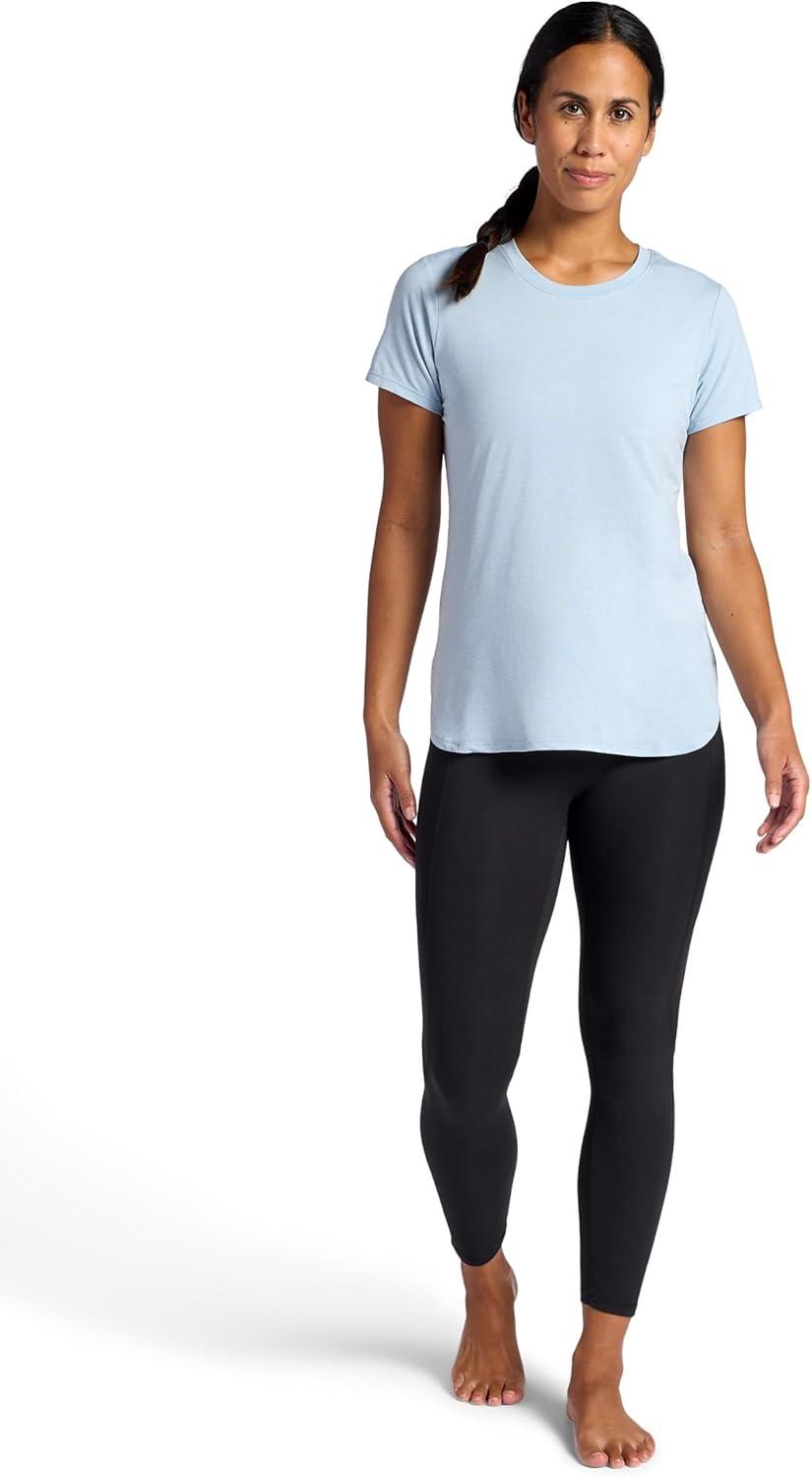 imageGaiam Womens Everyday Performance Crewneck TShirt Slim Fit Stretch Lightweight Material MoistureWickingBlue Fog Heather