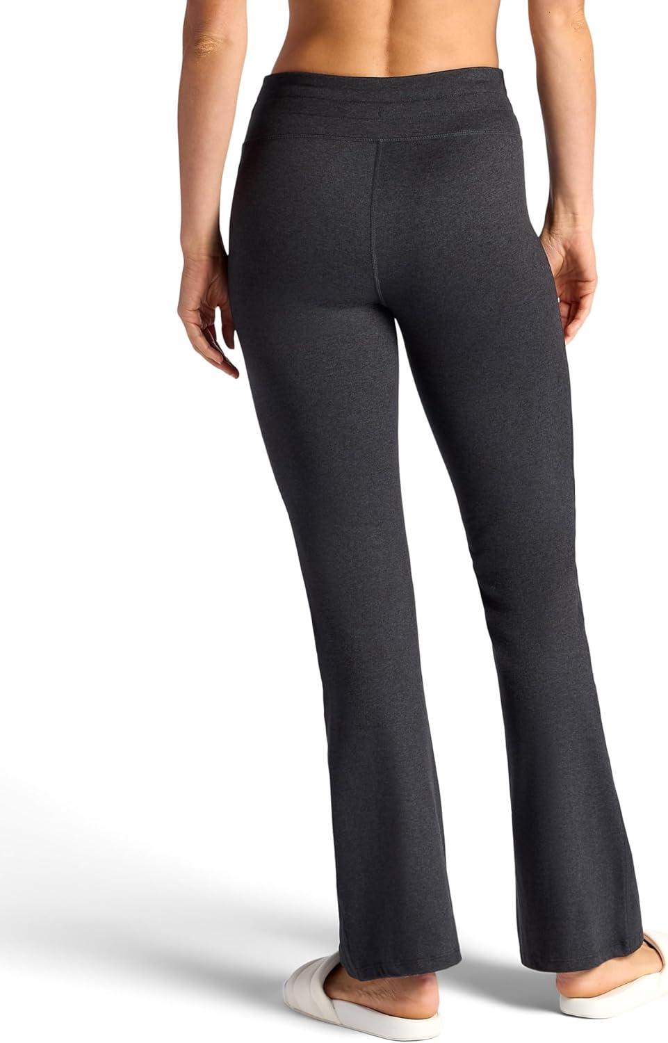 imageGaiam Womens Marled HighRise Flare Pant Slim Fit 315 Inseam Stretch Midweight Heathered MaterialBlack Heather Tap Shoe
