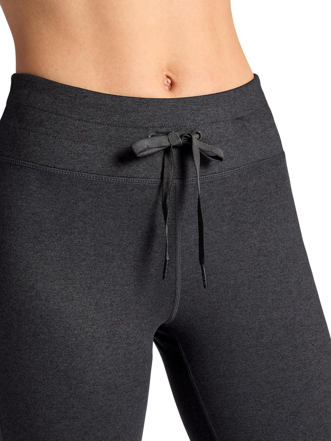 imageGaiam Womens Marled HighRise Flare Pant Slim Fit 315 Inseam Stretch Midweight Heathered MaterialBlack Heather Tap Shoe