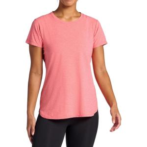 Gaiam Women’s Everyday Performance Crewneck T-Shirt, Slim Fit, Stretch Lightweight Material, Moisture-Wicking(Hibiscus Heather)