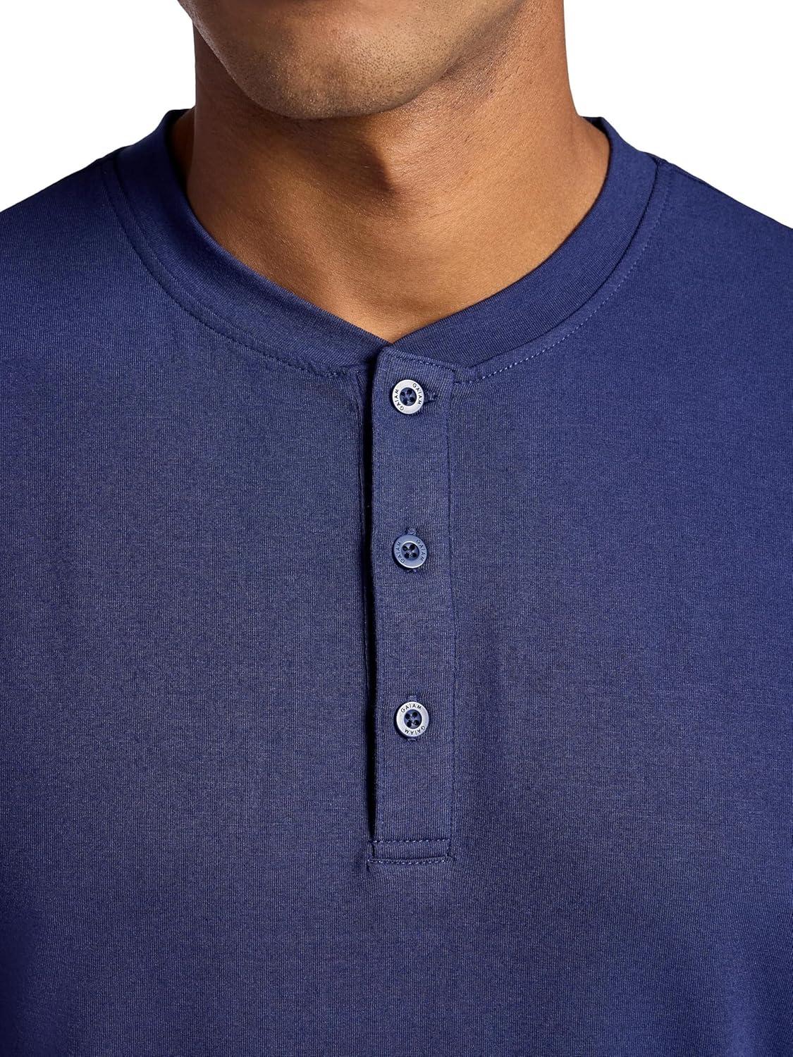 imageGaiam Mens Bliss Balance Short Sleeve Henley TopMedieval Blue