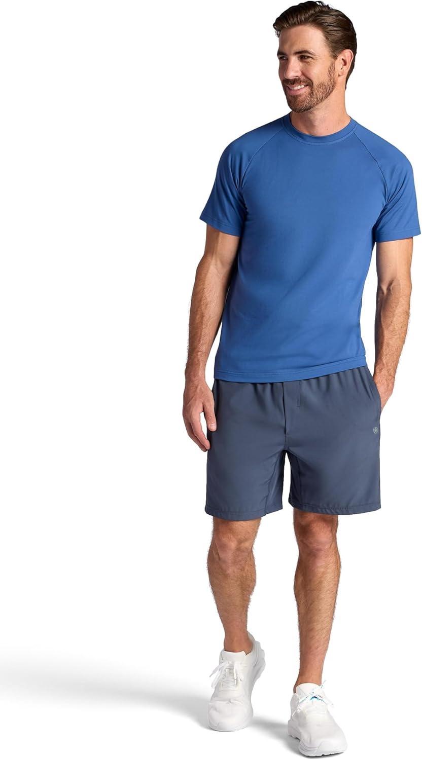 imageGaiam Mens Supine Crewneck Top Relaxed Fit Stretch Midweight MaterialTrue Navy