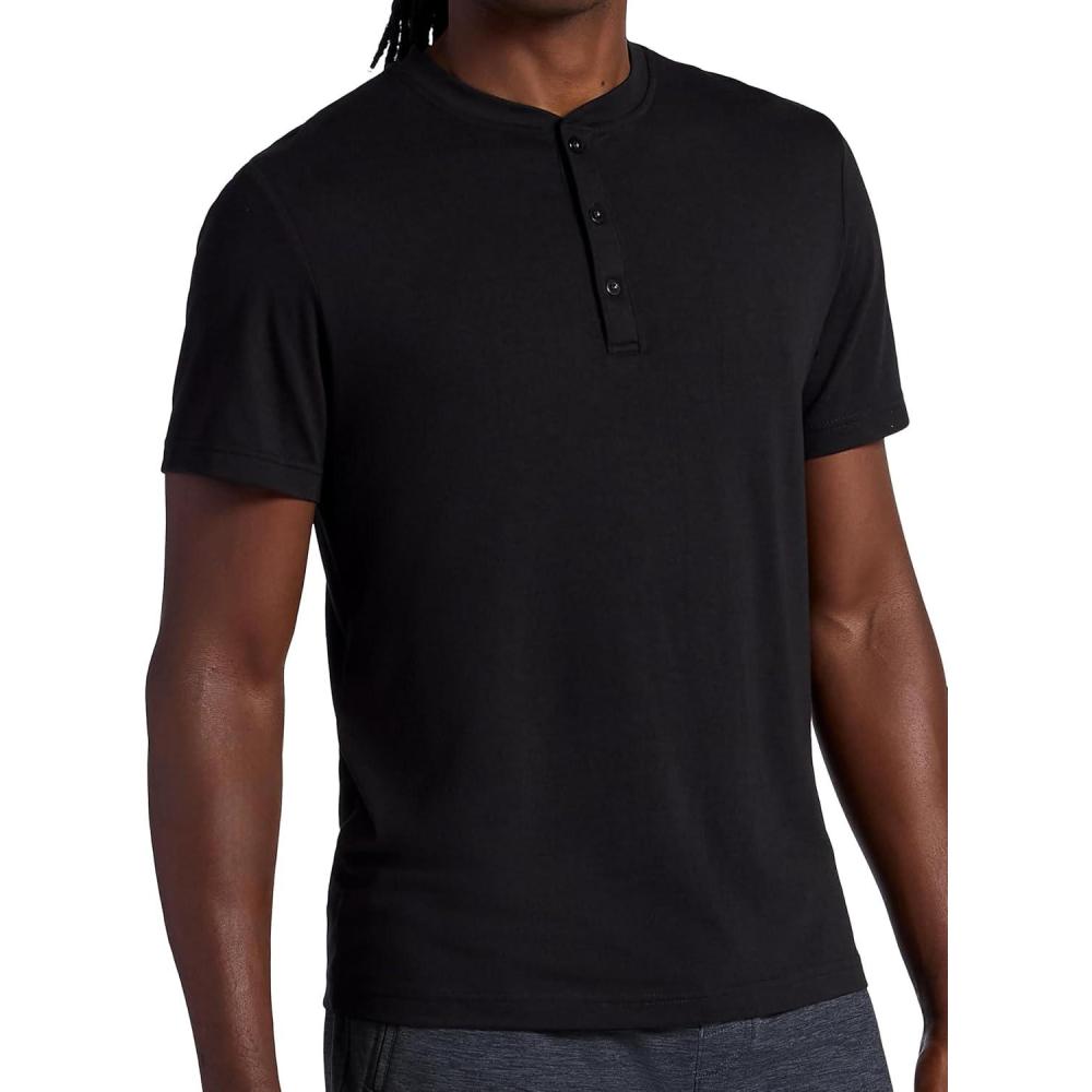 imageGaiam Mens Bliss Balance Short Sleeve Henley TopBlack