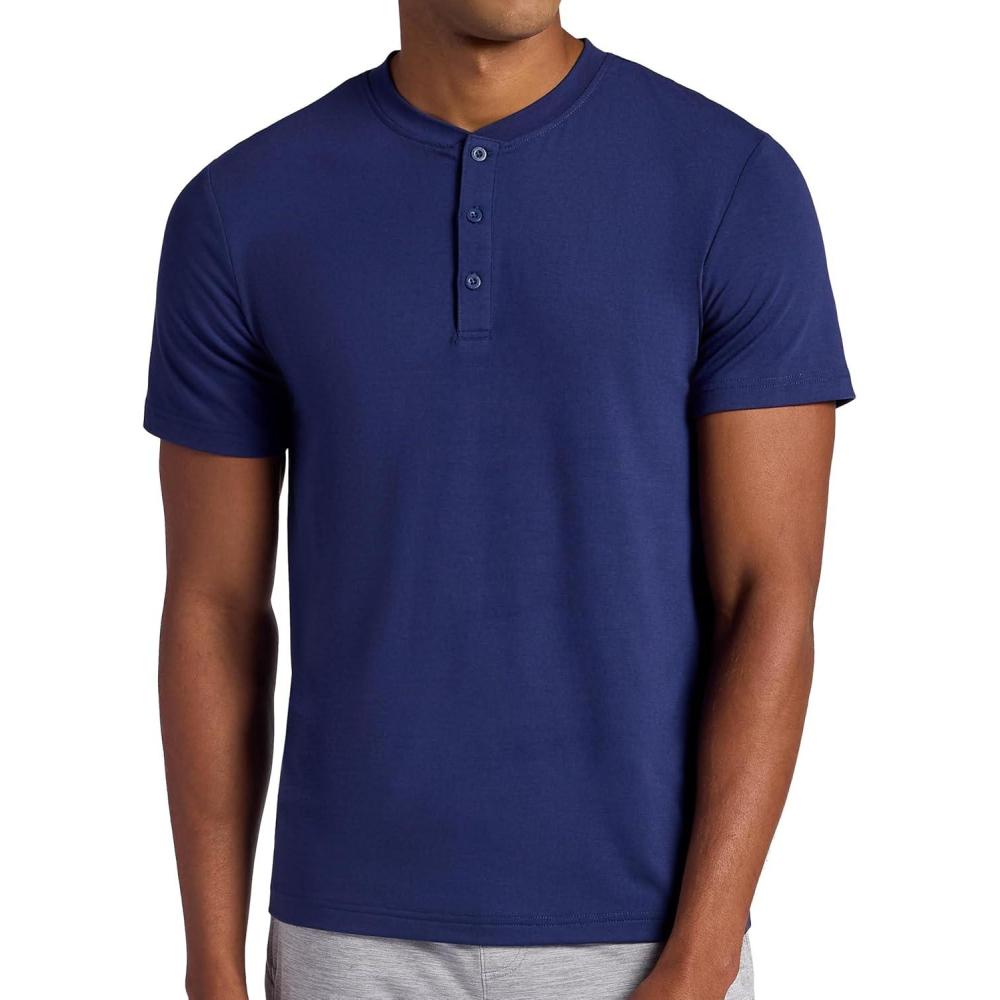 imageGaiam Mens Bliss Balance Short Sleeve Henley TopMedieval Blue