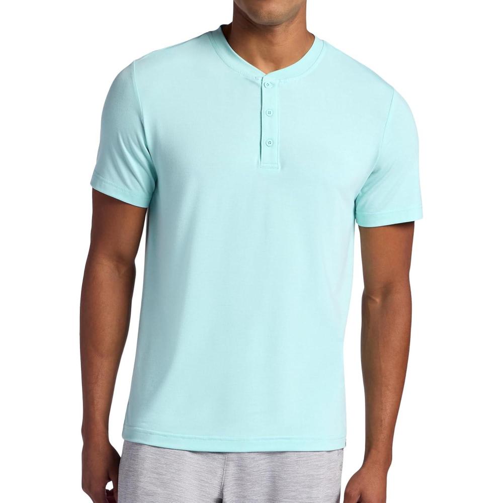 imageGaiam Mens Bliss Balance Short Sleeve Henley TopPastel Turq