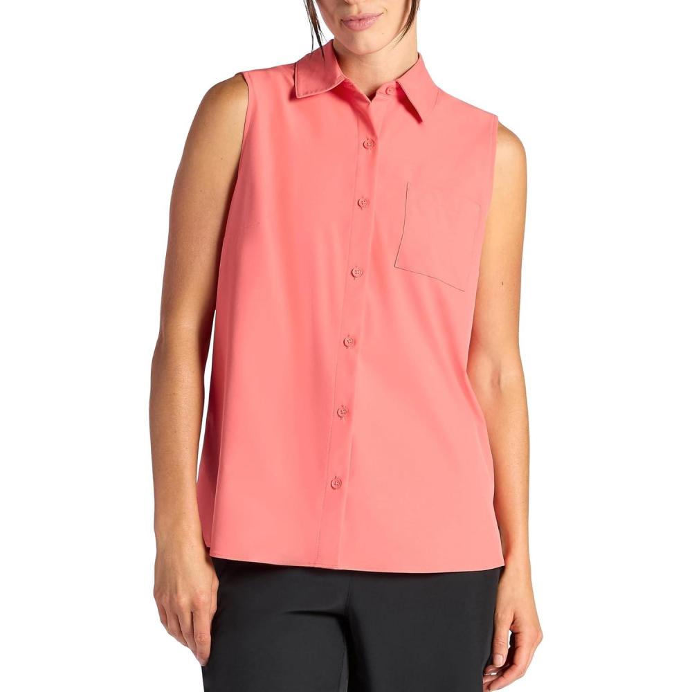 imageGaiam Womens On The Move Woven Tank Top Standard Fit Stretch Lightweight MaterialSpiced Coral